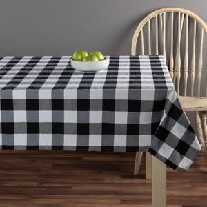 Buffalo Plaid Black and White Tablecloth